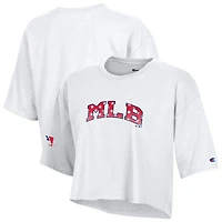Women's Champion  White MLB Merchandise Boyfriend Cropped Americana T-Shirt