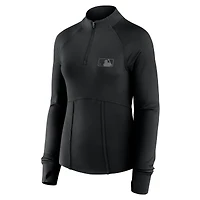 Women's Fanatics Black MLB Merchandise Elements Raglan Tri-Blend Quarter-Zip Top