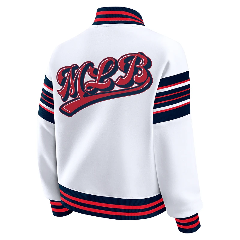 Veste sweat-shirt en polaire à boutons-pression pour femme WEAR by Erin Andrews, blanc, MLB Merchandise