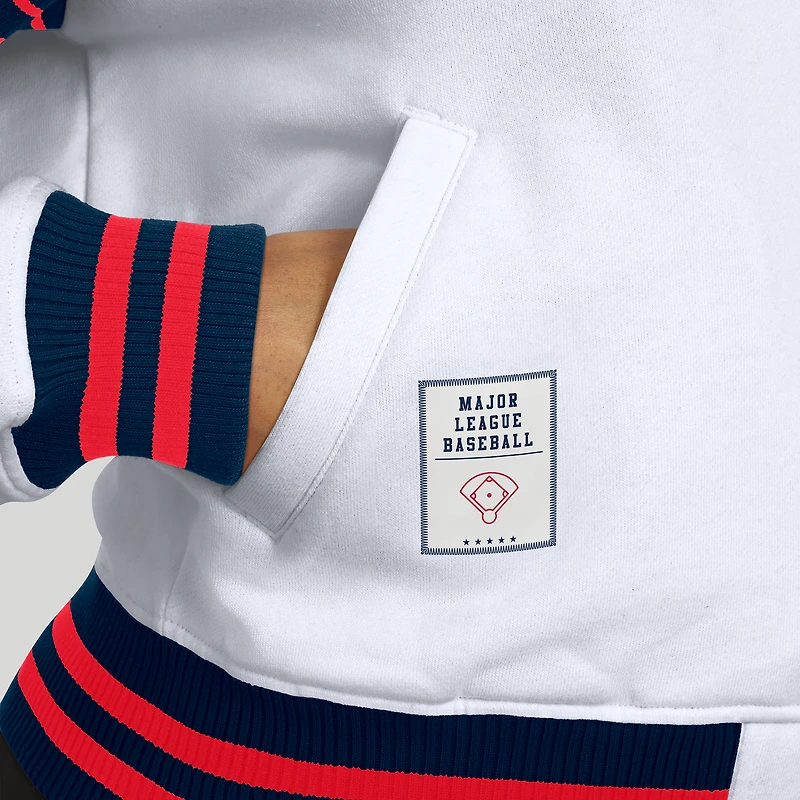 Women's WEAR by Erin Andrews White MLB Merchandise Full-Snap Fleece Sweatshirt Jacket