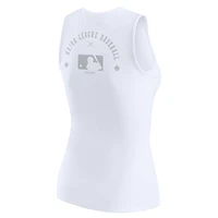 Women's WEAR by Erin Andrews White MLB Rib-Knit Henley Tank Top