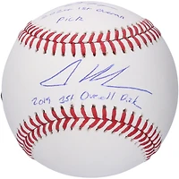 Adley Rutschman Baltimore Orioles & Travis Bazzana Cleveland Guardians Autographed Baseball with Multiple 1st Overall Pick Inscriptions