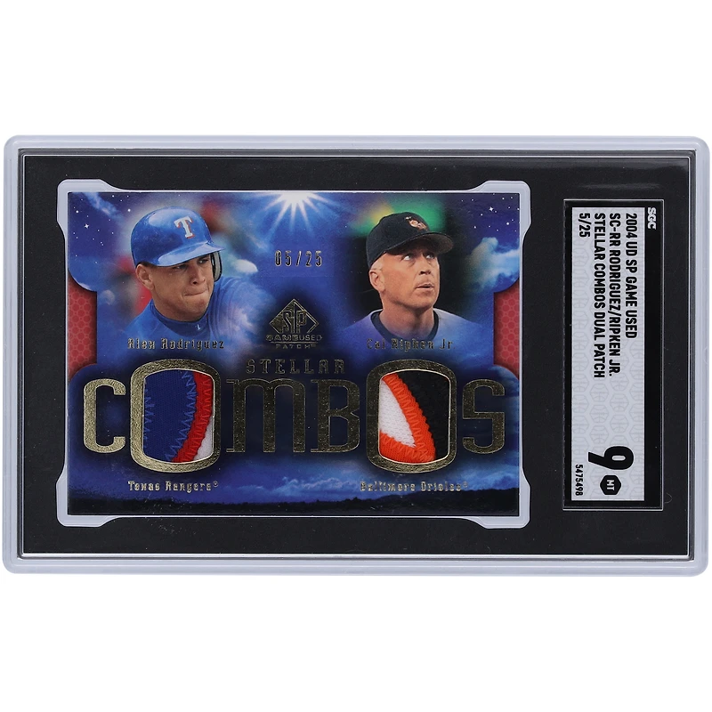 Alex Rodriguez & Cal Ripken Jr. 2004 Upper Deck SP Jeu Utilisé Stellar Combos Duel 5 Color Relics #SC-RR #5/25 SGC Authentifié 9 Carte
