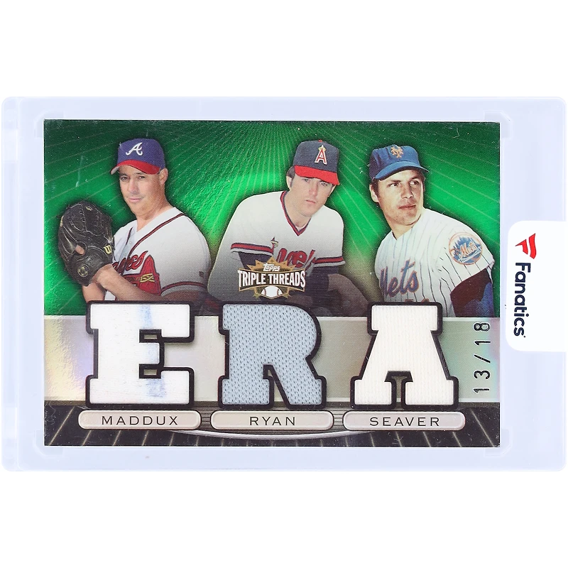 Greg Maddux, Nolan Ryan et Tom Seaver MLB Multi-Team 2007 Topps Triple Threads Multi Game-Used Relics #TTRC-75 #13/18 Card