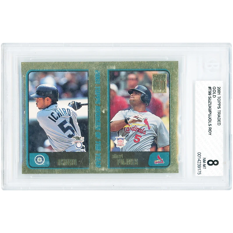 Ichiro Suzuki & Albert Pujols 2001 Topps Traded Gold '01 Topps Rookie Of The Year #T99 #897/2001 BGS Authenticated 8 Card