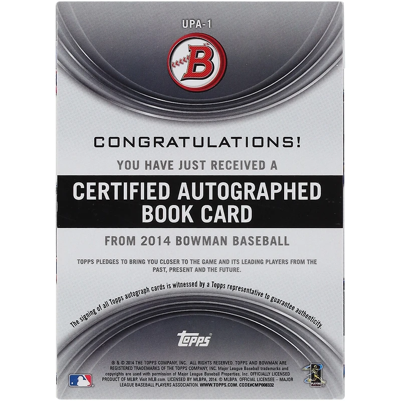 MLB Player 2014 Bowman 25 Signature Booklet #UPA-1 #1/5 Card