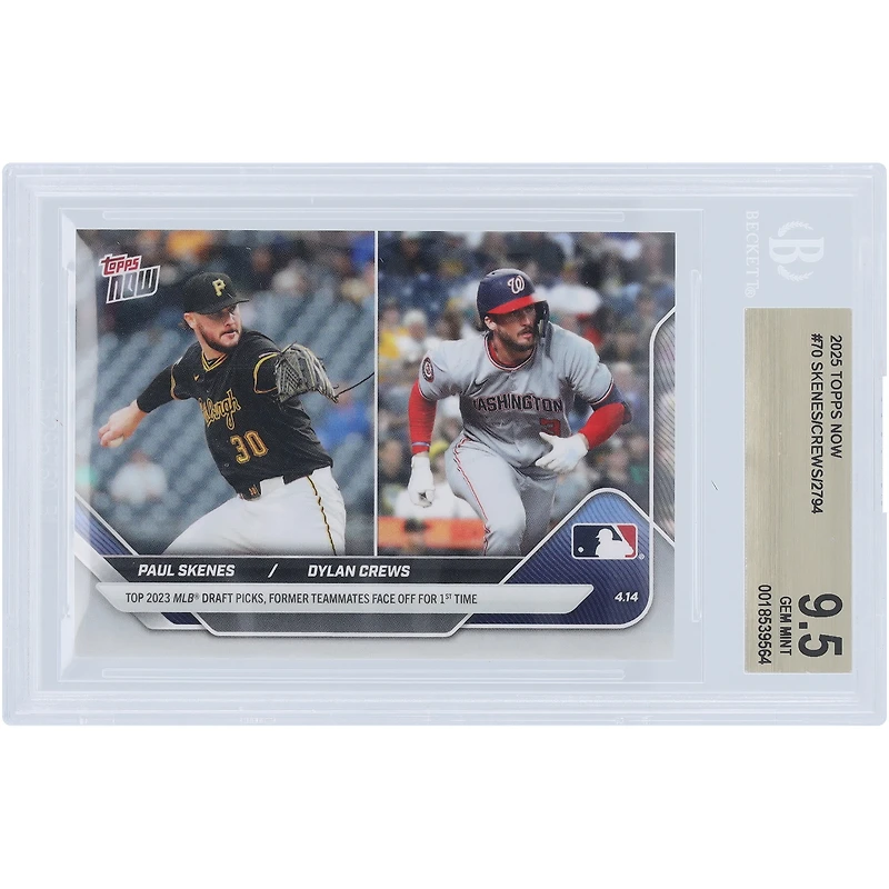 Paul Skenes & Dylan Crews 2025 Topps Now Top 2023 MLB Draft Picks, Former Teammates Face Off for 1st Time #70 BGS Authenticated 9.5 Card