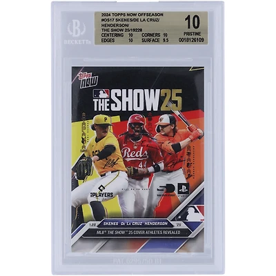 Paul Skenes, Elly De La Cruz et Gunnar Henderson 2025 Topps Now MLB The Show 25 athlètes de couverture révélés #OS-17 BGS Carte authentifiée 10 - Sous-grades 10,10,10,9.5
