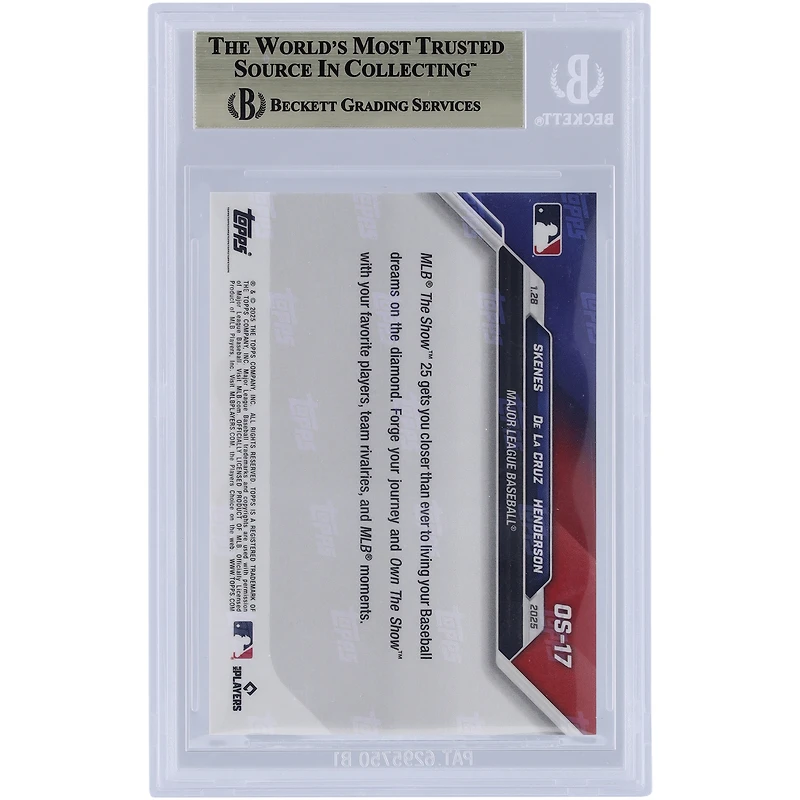 Paul Skenes, Elly De La Cruz et Gunnar Henderson 2025 Topps Now MLB The Show 25 athlètes de couverture révélés #OS-17 BGS Carte authentifiée 9.5