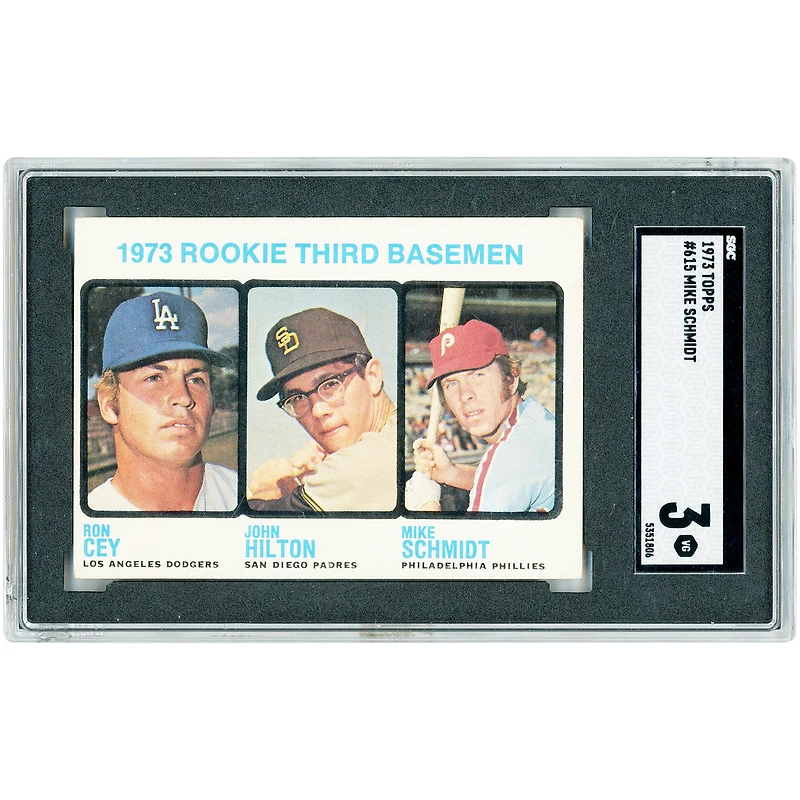 Ron Cey, John Hilton & Mike Schmidt 1973 Topps '73 Rookie Third Basemen #615 SGC Authenticated 3 Rookie Card