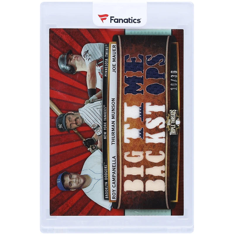 Roy Campanella, Thurman Munson et Joe Mauer MLB Multi-Team 2011 Topps Triple Threads Multi Game-Used Relics #TTRC-39 #16/36 Card