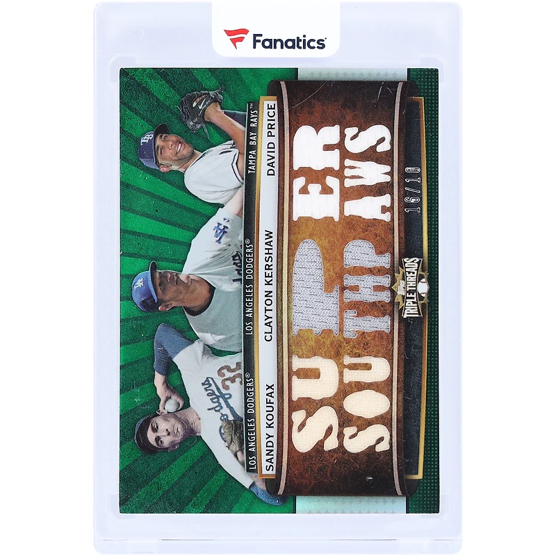 Sandy Koufax, Clayton Kershaw & David Price 2011 Topps Triple Threads Multi Game-Used Relics #TTRC-50 #16/18 Card