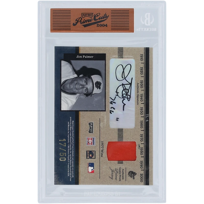 Carte autographiée de Steve Carlton et Jim Palmer, Prime Cuts Dual GU Relic Auto #TL-4 #17/50 des Playoffs 2004