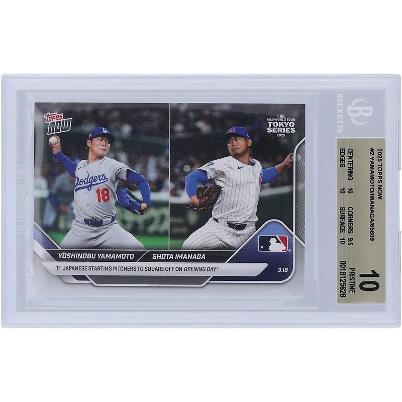 Yoshinobu Yamamoto & Shota Imanaga 2025 Topps Now 1st Japanese Starting Pitchers To Square Off On Opening Day #2 BGS Authenticated 10 Card - 10,9.5,10,10 Subgrades