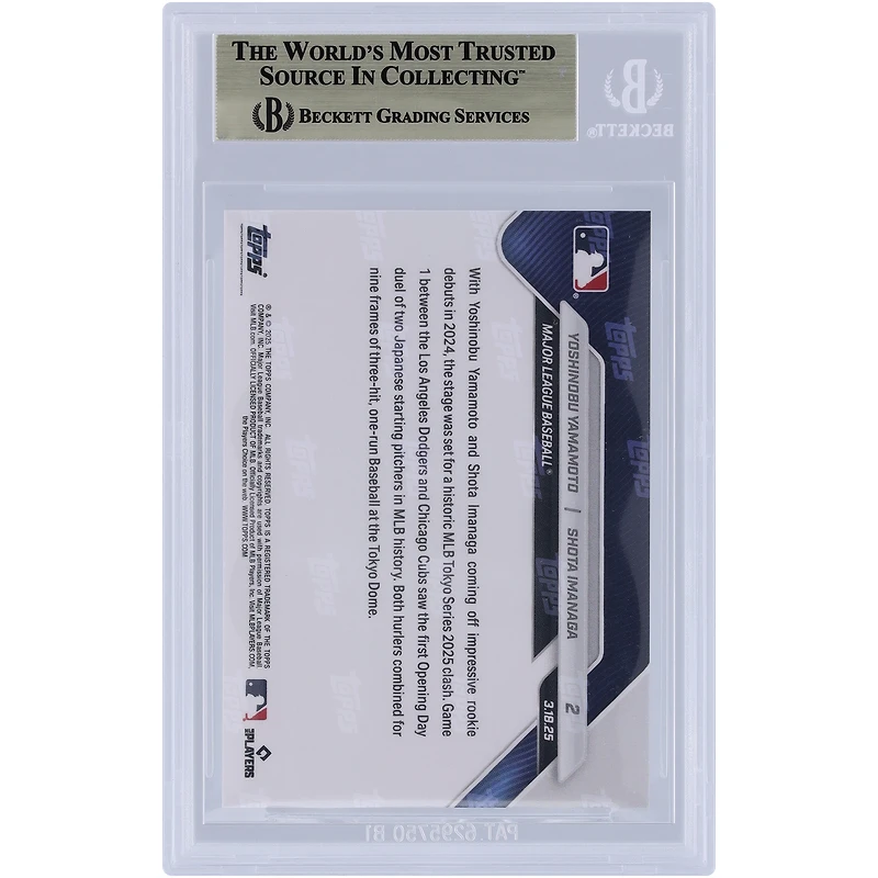 Yoshinobu Yamamoto & Shota Imanaga 2025 Topps Now 1st Japanese Starting Pitchers To Square Off On Opening Day #2 BGS Authenticated 9.5 Card