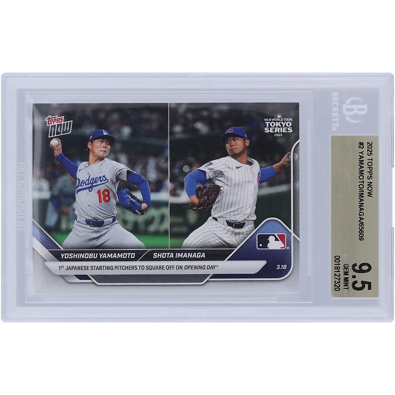 Yoshinobu Yamamoto & Shota Imanaga 2025 Topps Now 1st Japanese Starting Pitchers To Square Off On Opening Day #2 BGS Authenticated 9.5 Card