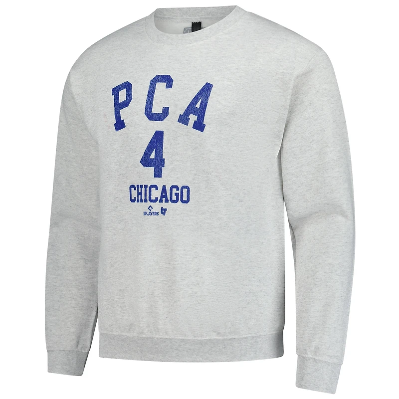 Sweat-shirt unisexe BreakingT Pete Crow-Armstrong gris chiné avec nom et numéro du joueur des Chicago Cubs