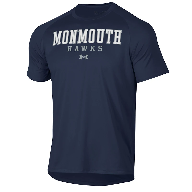 Men's Under Armour Navy Monmouth Hawks Tech T-Shirt