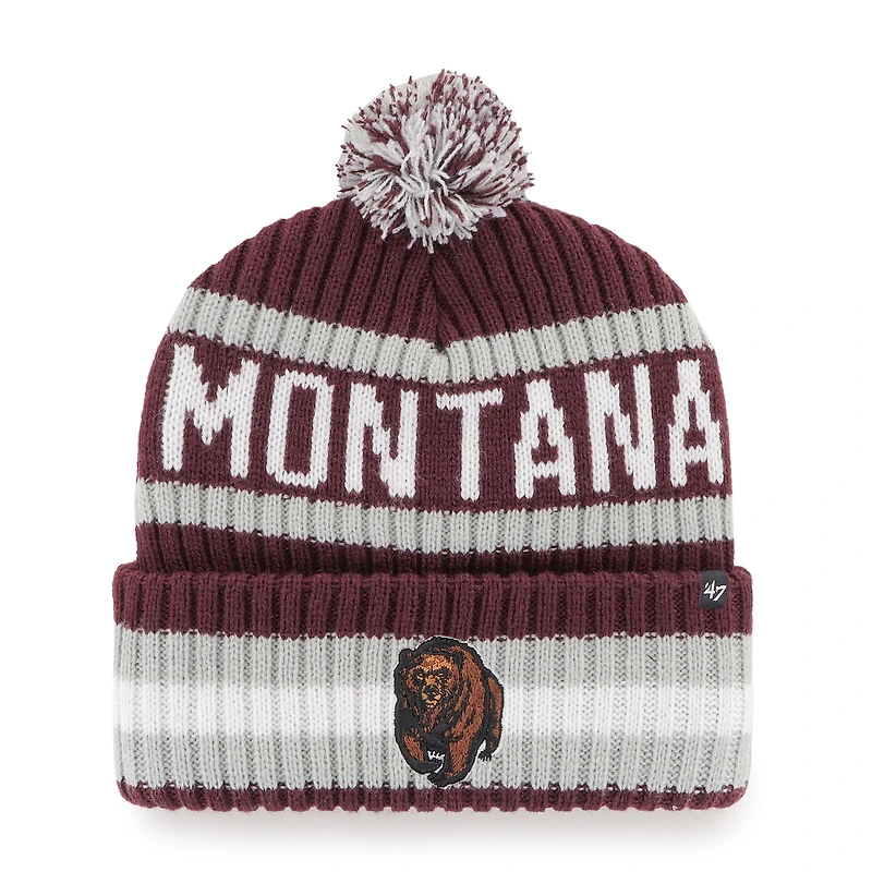 Men's '47 Maroon Montana Grizzlies Bering Cuffed Knit Hat with Pom