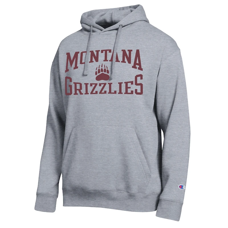 Sweat à capuche Champion gris chiné pour homme, Montana Grizzlies Team.