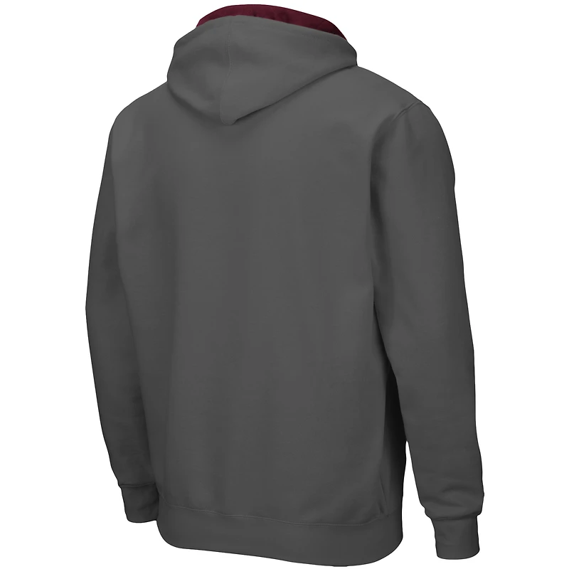 Men's Colosseum Charcoal Montana Grizzlies Arch & Logo 3.0 Full-Zip Hoodie