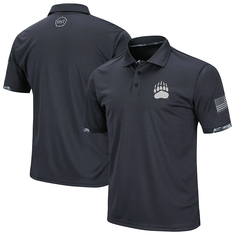 Men's Colosseum Charcoal Montana Grizzlies Operation Hat Trick Military Appreciation Digi Camo Polo