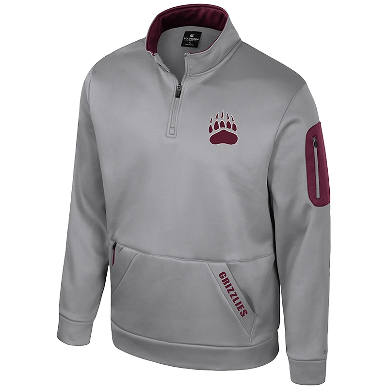 Men's Colosseum  Gray Montana Grizzlies Mainframe Fleece Quarter-Zip Jacket
