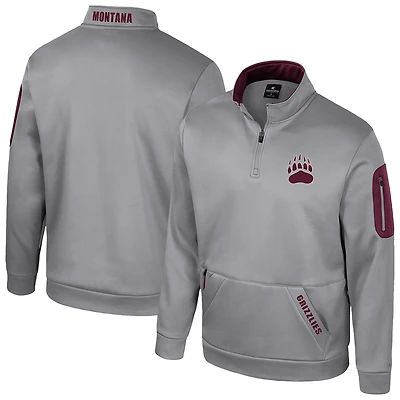 Men's Colosseum Gray Montana Grizzlies Mainframe Fleece Quarter-Zip Jacket