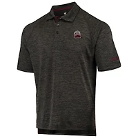 Colosseum Heathered Black Montana Grizzlies Down Swing Polo raglan pour homme