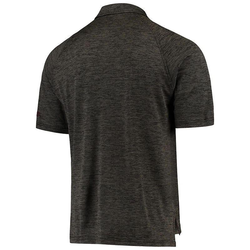 Men's Colosseum Heathered Black Montana Grizzlies Down Swing Raglan Polo