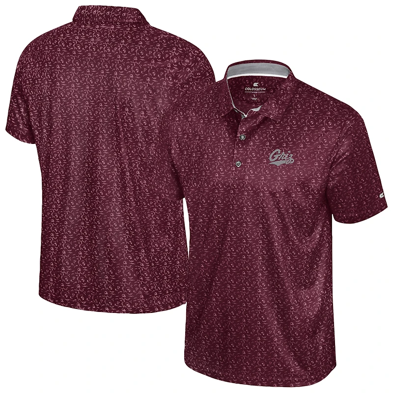 Polo à imprimé football marron Colosseum pour homme, Montana Grizzlies