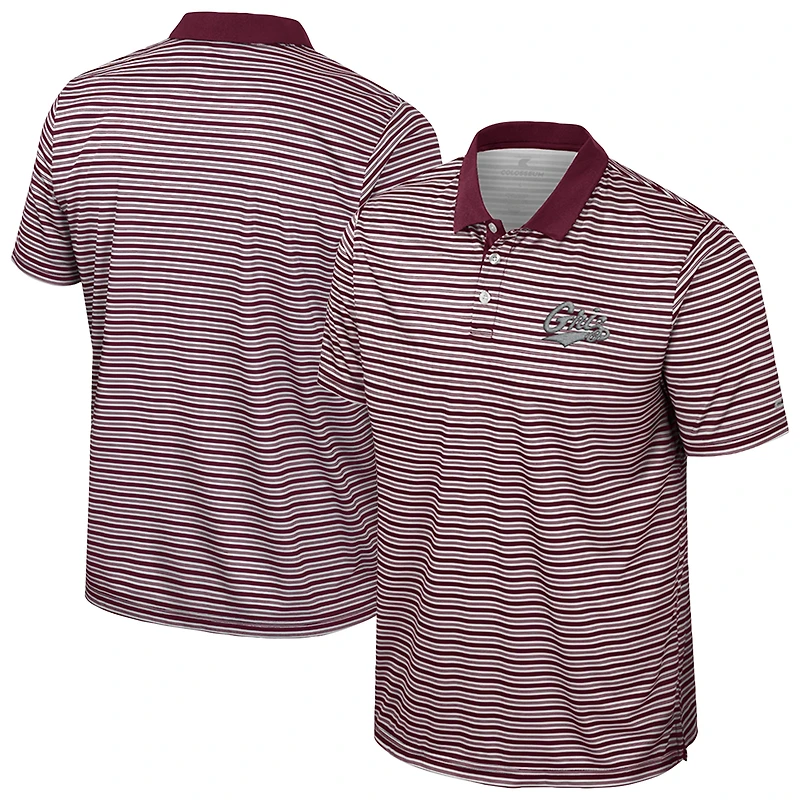 Men's Colosseum Maroon Montana Grizzlies Striped Polo