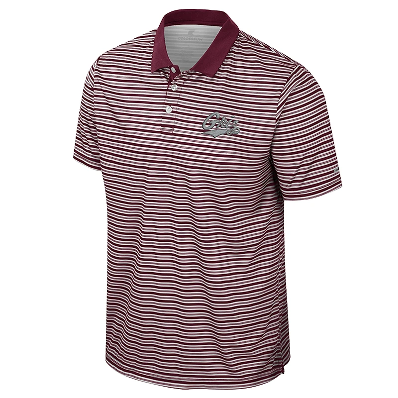 Men's Colosseum Maroon Montana Grizzlies Striped Polo