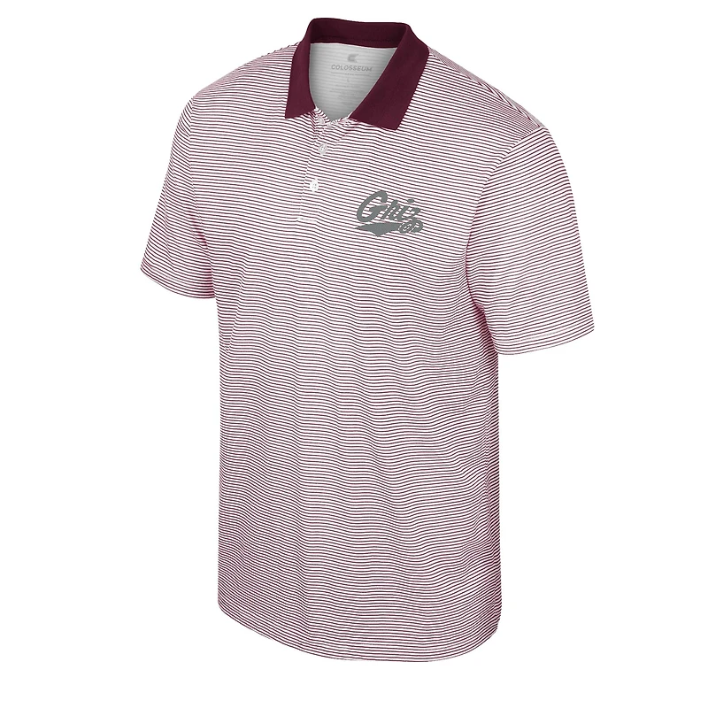 Polo à rayures Montana Grizzlies Colosseum blanc/marron pour homme