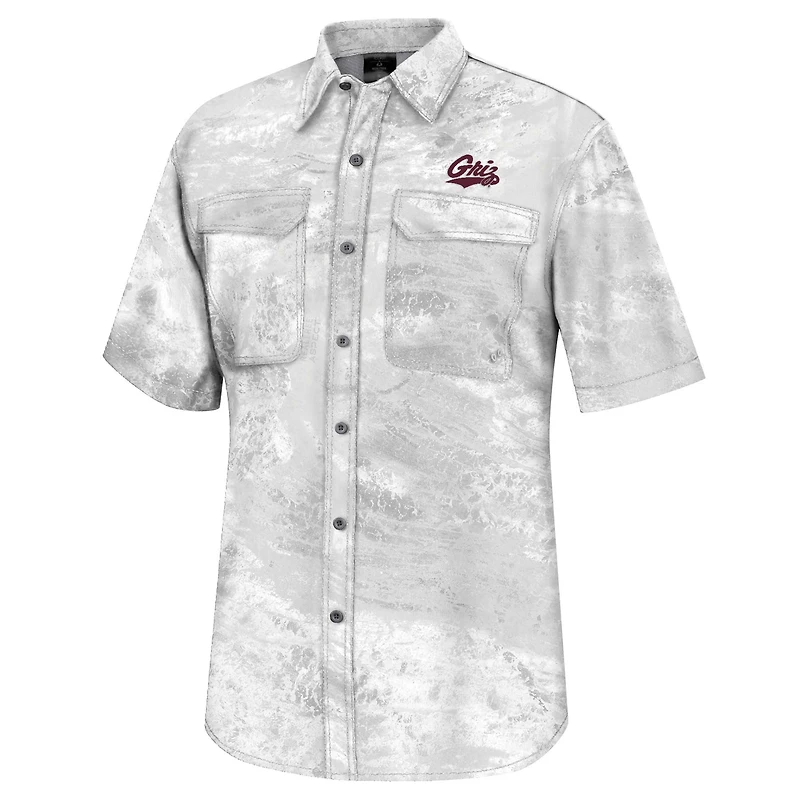 Colosseum White Montana Grizzlies Realtree Aspect Charter Chemise de pêche à boutons complets pour homme