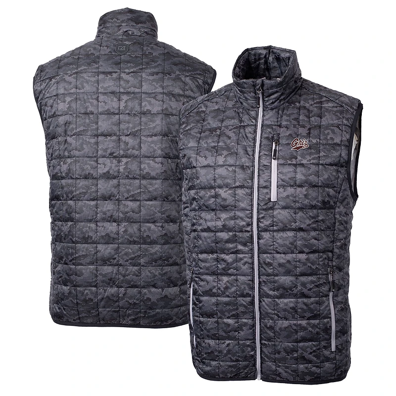 Gilet matelassé imprimé entièrement zippé et isolé PrimaLoft Eco pour homme, coupe-vent buck, coloris noir, des Montana Grizzlies Rainier