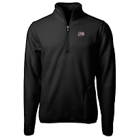 Men's Cutter & Buck Black Montana Grizzlies Team Logo Cascade Eco Sherpa Fleece Quarter-Zip Pullover Jacket