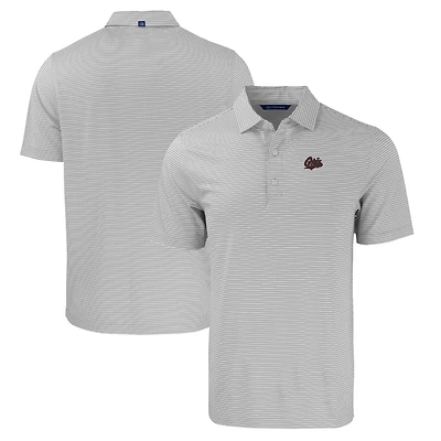 Men's Cutter & Buck  Gray/White Montana Grizzlies Forge Eco Double Stripe Stretch Recycled Polo