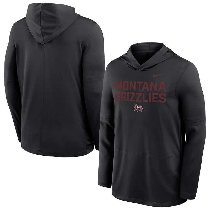 Men's Nike  Black Montana Grizzlies Sideline Dri-FIT Lightweight Hooded Top