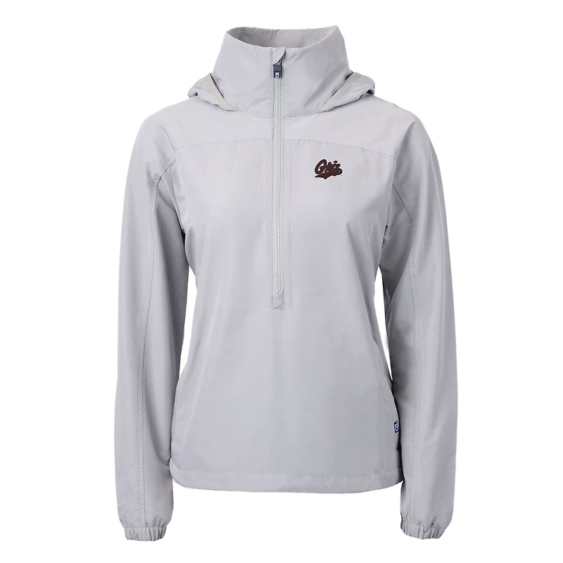 Women's Cutter & Buck  Gray Montana Grizzlies Charter Eco Recycled Half-Zip Anorak Jacket