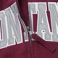Sweat à capuche zippé pour femme, couleur bordeaux, avec nom arqué des Montana Grizzlies (Stadium Athletic).