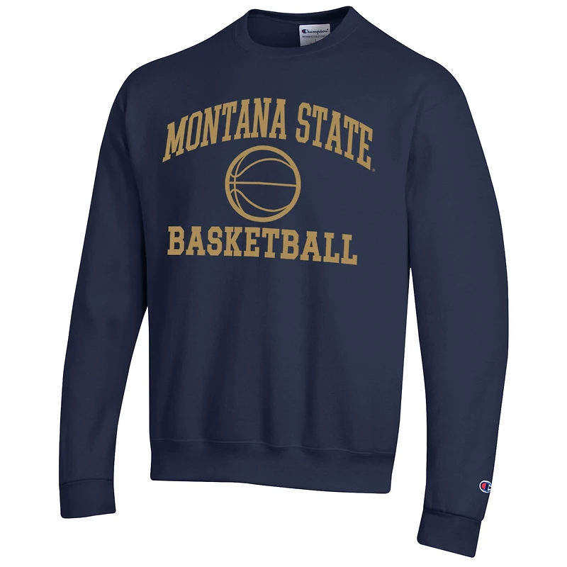 Men's Champion  Navy Montana State Bobcats Icon Logo Basketball Eco Powerblend Pullover Sweatshirt