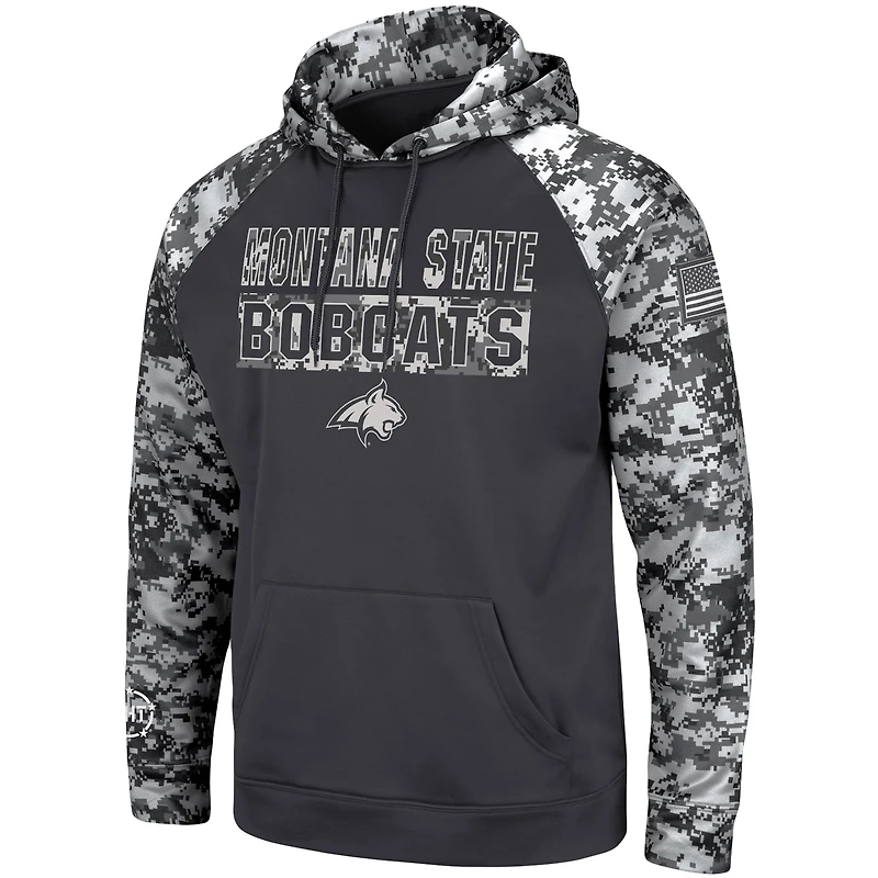 Sweat à capuche Colosseum Charcoal Montana State Bobcats OHT Military Appreciation Digital Camo pour homme