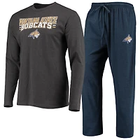 Ensemble pyjama Concepts Sport pour homme, bleu marine/gris anthracite chiné, Montana State Bobcats, manches longues, haut et pantalon.
