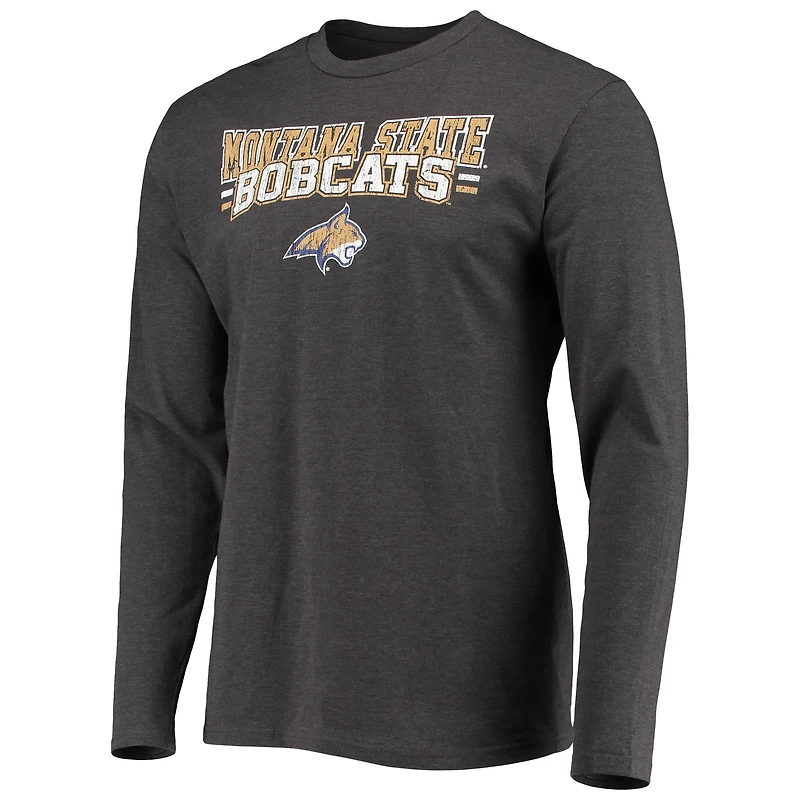 Ensemble pyjama Concepts Sport pour homme, bleu marine/gris anthracite chiné, Montana State Bobcats, manches longues, haut et pantalon.