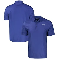 Polo extensible recyclé à imprimé géométrique ton sur Pike Eco pour homme, bleu, des Bobcats de l'État du Montana, Cutter & Buck