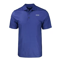Polo extensible recyclé à imprimé géométrique ton sur Pike Eco pour homme, bleu, des Bobcats de l'État du Montana, Cutter & Buck