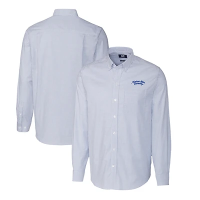 Chemise habillée à manches longues pour homme Cutter & Buck, bleu, Montana State Bobcats, extensible, Oxford, rayures, grande taille