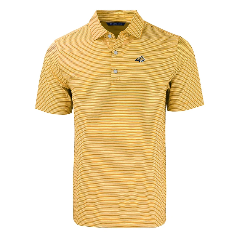 Polo extensible recyclé à double rayure Forge Eco pour homme, couleur or/blanc, des Montana State Bobcats