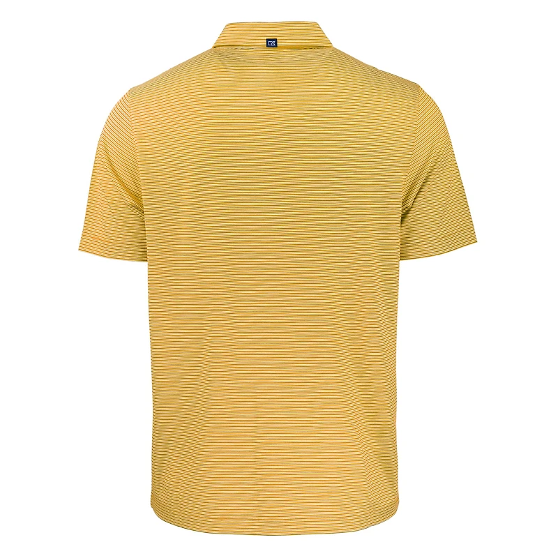 Polo extensible recyclé à double rayure Forge Eco pour homme, couleur or/blanc, des Montana State Bobcats
